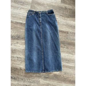 LAL Live a Little Denim Straight Skirt Long Stretch Dark Blue Size 10